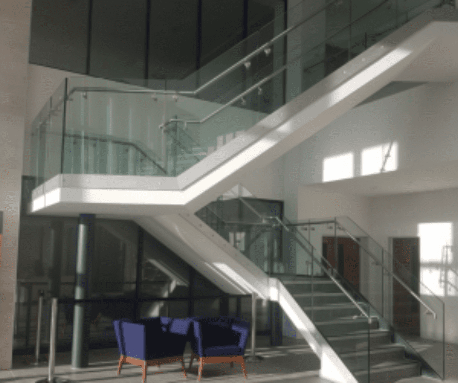 modern commercial glass staircase