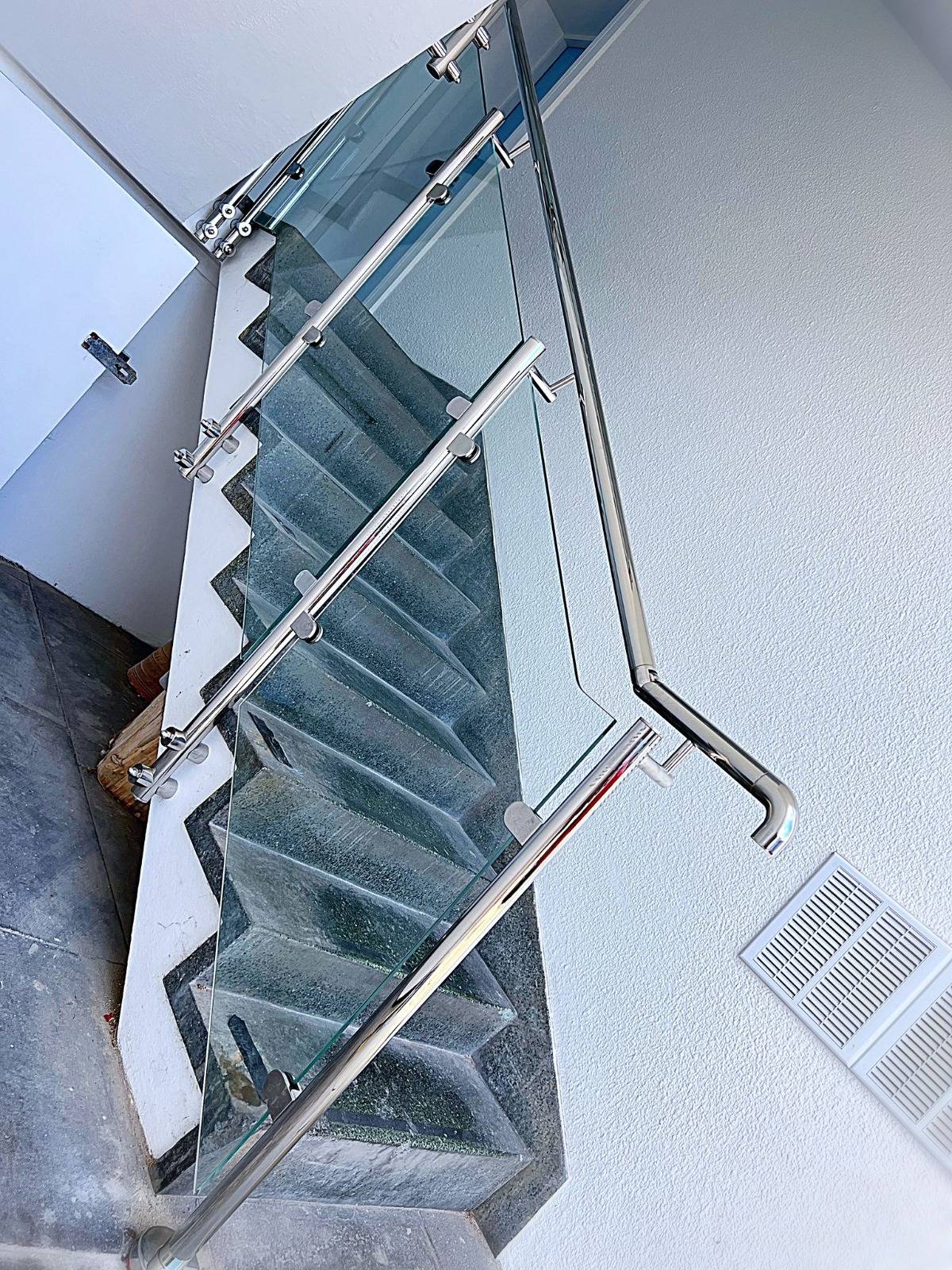 commercial glass and stainless steel stair balustrade