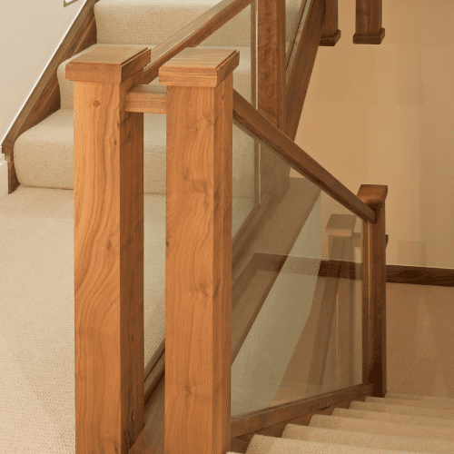 Oak Handrails with glass balustrades